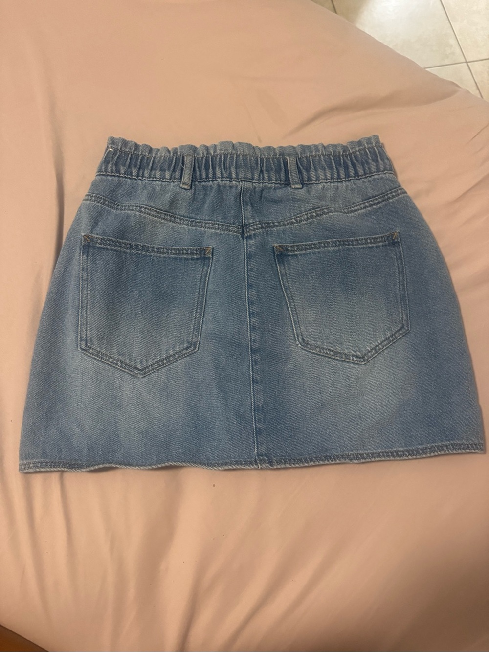 Pull&Bear Light Blue Denim Mini Skirt with Elastic Waist